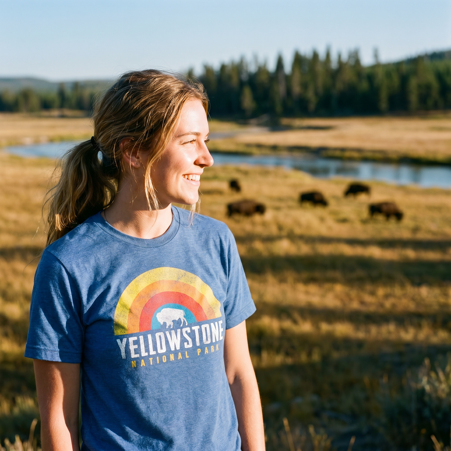 Yellowstone Retro Rainbow Bison