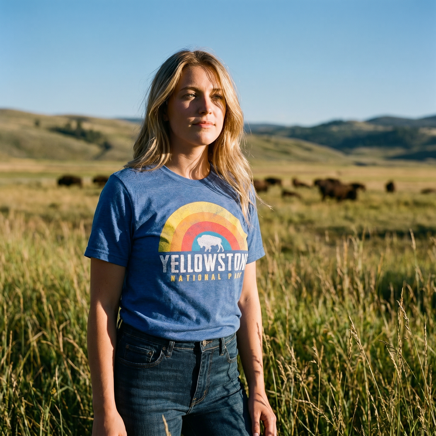 Yellowstone Retro Rainbow Bison
