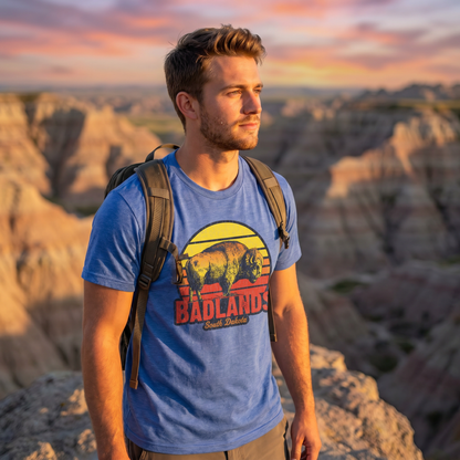 Badlands Retro Bison Sunset