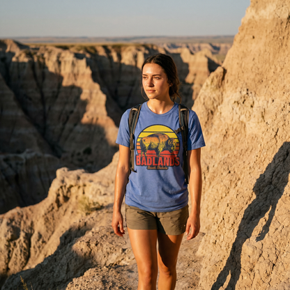 Badlands Retro Bison Sunset