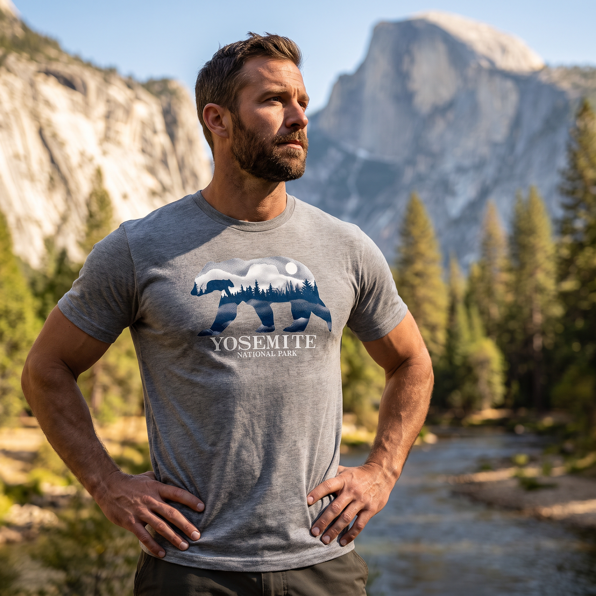 Yosemite Stipple Sky Black Bear - lifestyle photo, men's