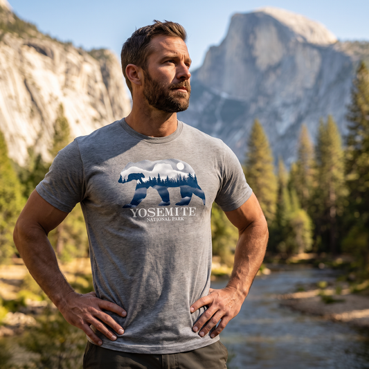 Yosemite Stipple Sky Black Bear - lifestyle photo, men's