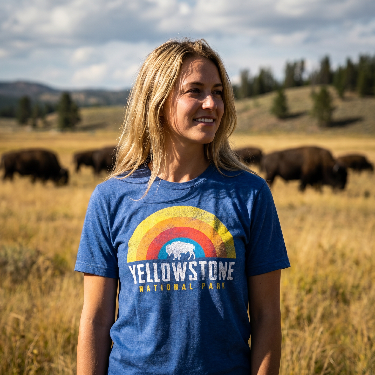 Yellowstone Retro Rainbow Bison